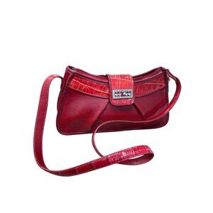 Brighton womans red leather pebbled shoulder handbag style A442201 SKU 9801